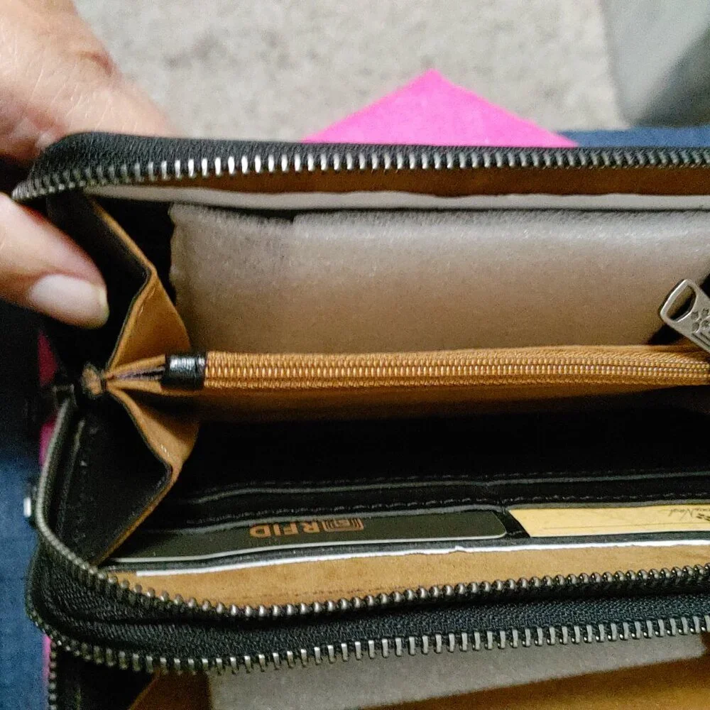 Patricia Nash double zipper wallet in embossed map print - Picture 8 of 10